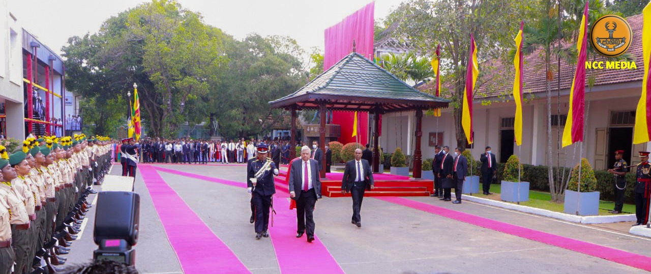 GUARD OF HONOUR ACCORDED TO HON. PRESIDENT AT ANANDA COLLEGE, COLOMBO